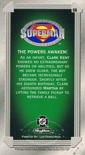 SkyBox Superman: The Man of Steel - Premium Edition Base Card 8 The Powers Awaken!