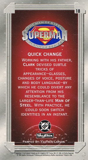 SkyBox Superman: The Man of Steel - Premium Edition Base Card 18 Quick Change