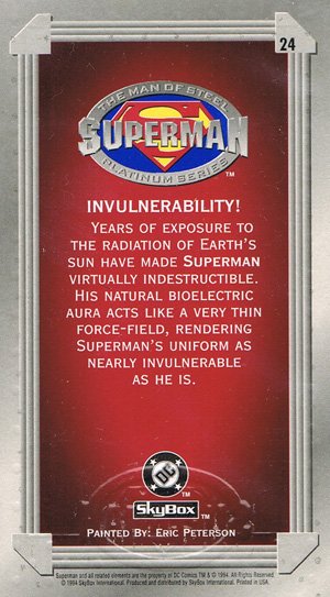 SkyBox Superman: The Man of Steel - Premium Edition Base Card 24 Invulnerability!