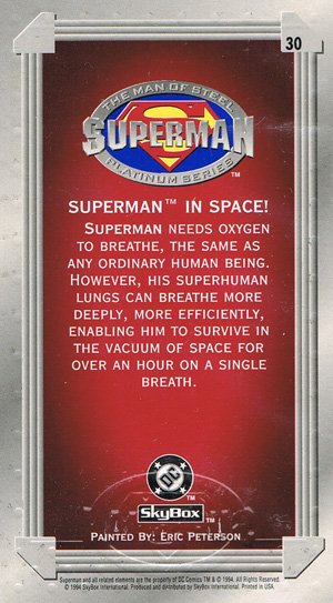 SkyBox Superman: The Man of Steel - Premium Edition Base Card 30 Superman in Space!