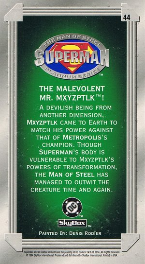 SkyBox Superman: The Man of Steel - Premium Edition Base Card 44 The Malevolent Mr. Mxyzptlk!