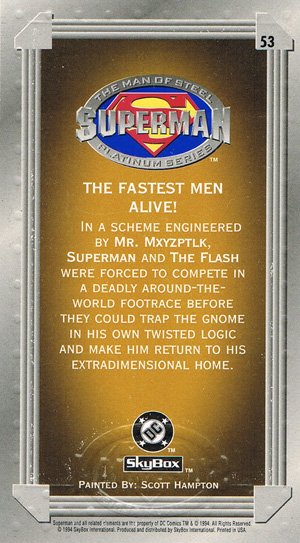 SkyBox Superman: The Man of Steel - Premium Edition Base Card 53 The Fastest Men Alive!