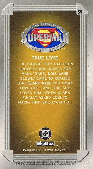 SkyBox Superman: The Man of Steel - Premium Edition Base Card 59 True Love