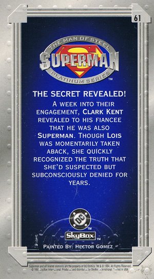 SkyBox Superman: The Man of Steel - Premium Edition Base Card 61 The Secret Revealed!