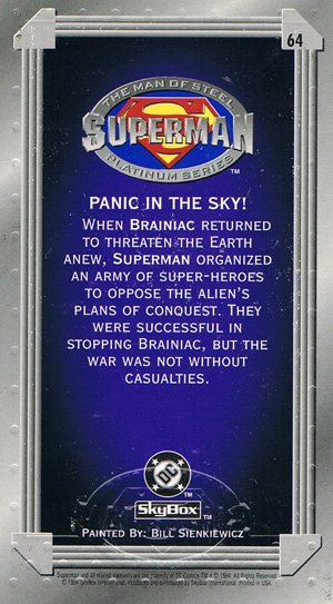 SkyBox Superman: The Man of Steel - Premium Edition Base Card 64 Panic in the Sky!