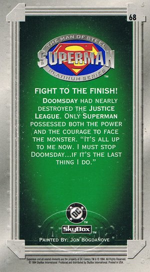 SkyBox Superman: The Man of Steel - Premium Edition Base Card 68 Fight to the Finish!