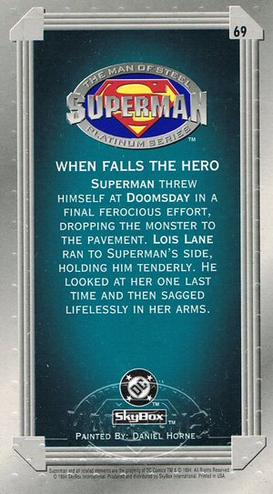 SkyBox Superman: The Man of Steel - Premium Edition Base Card 69 When Falls the Hero