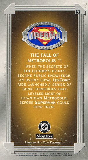 SkyBox Superman: The Man of Steel - Premium Edition Base Card 83 The Fall of Metropolis!