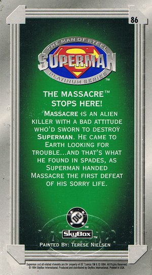 SkyBox Superman: The Man of Steel - Premium Edition Base Card 86 The Massacre Stops Here!