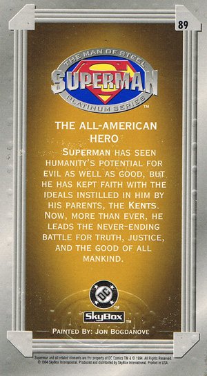 SkyBox Superman: The Man of Steel - Premium Edition Base Card 89 The All-American Hero