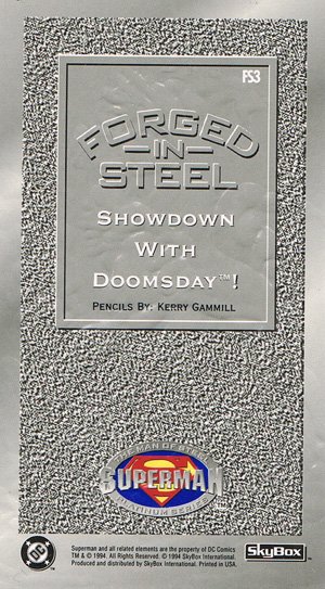 SkyBox Superman: The Man of Steel - Premium Edition Forged-in-Steel Card FS3 Showdown with Doomsday!