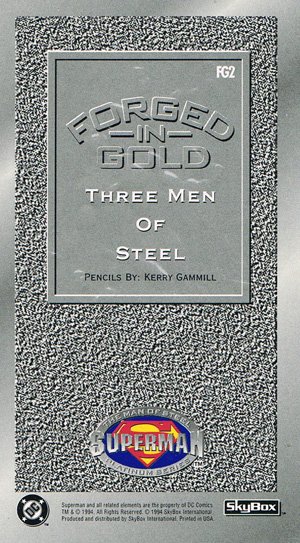 SkyBox Superman: The Man of Steel - Premium Edition Forged-in-Gold Card FG2 Three Men of Steel