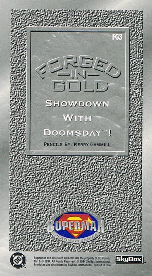 SkyBox Superman: The Man of Steel - Premium Edition Forged-in-Gold Card FG3 Showdown with Doomsday!