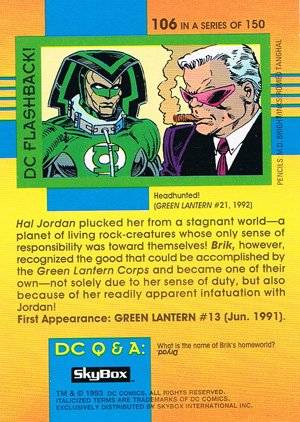 SkyBox DC Cosmic Teams Base Card 106 Brik (Green Lantern Corps)