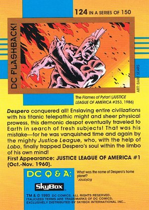 SkyBox DC Cosmic Teams Base Card 124 Despero (Foes of the Justice League)