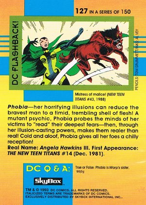 SkyBox DC Cosmic Teams Base Card 127 Phobia (Society of Sin)