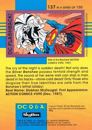 SkyBox DC Cosmic Teams Base Card 137 Silver Banshee (Foes of Superman)