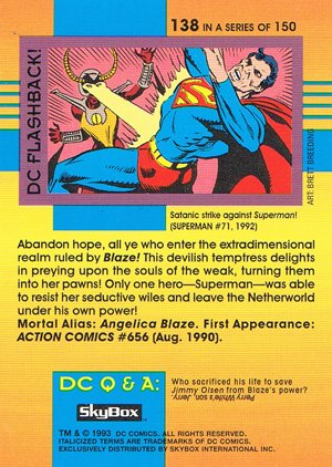 SkyBox DC Cosmic Teams Base Card 138 Blaze (Foes of Superman)