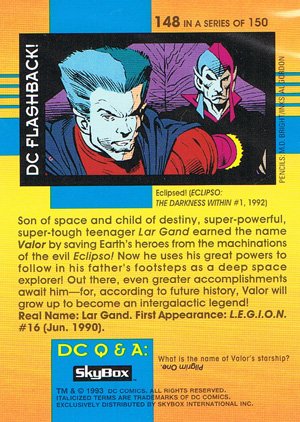 SkyBox DC Cosmic Teams Base Card 148 Valor (The New Breed)
