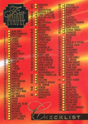 Fleer Marvel Annual Flair '95 Base Card 150 Checklist