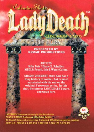 Krome Productions Lady Death All-Chromium Base Card 51 The Fury