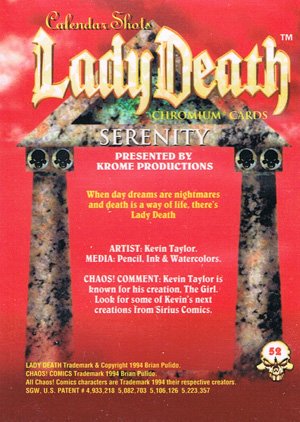 Krome Productions Lady Death All-Chromium Base Card 52 Serenity