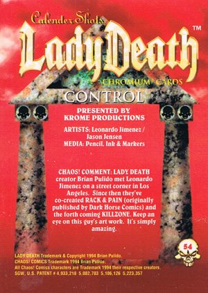 Krome Productions Lady Death All-Chromium Base Card 54 Control