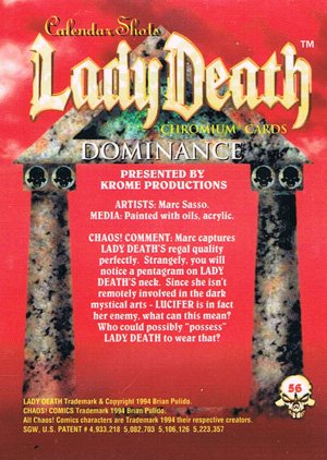 Krome Productions Lady Death All-Chromium Base Card 56 Dominance