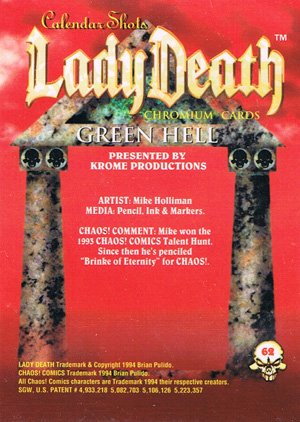 Krome Productions Lady Death All-Chromium Base Card 62 Green Hell