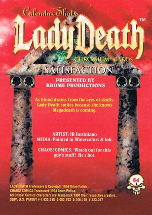 Krome Productions Lady Death All-Chromium Base Card 64 Satisfaction