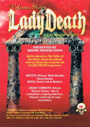 Krome Productions Lady Death All-Chromium Base Card 66 Valley of the Skulls