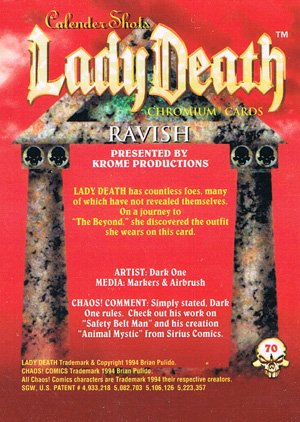 Krome Productions Lady Death All-Chromium Base Card 70 Ravish