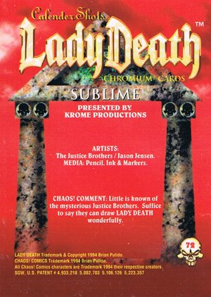 Krome Productions Lady Death All-Chromium Base Card 72 Sublime