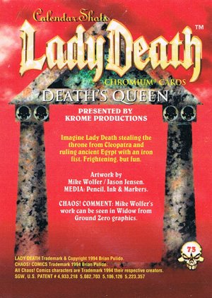 Krome Productions Lady Death All-Chromium Base Card 73 Death's Queen