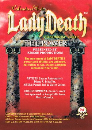 Krome Productions Lady Death All-Chromium Base Card 74 The Power