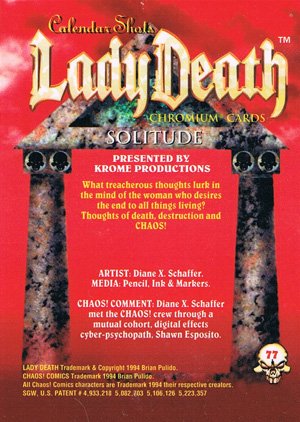 Krome Productions Lady Death All-Chromium Base Card 77 Solitude