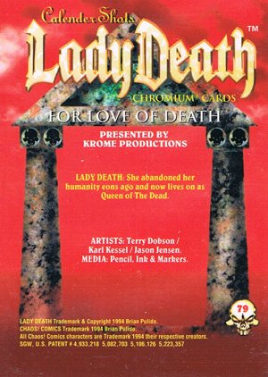Krome Productions Lady Death All-Chromium Base Card 79 For Love of Death