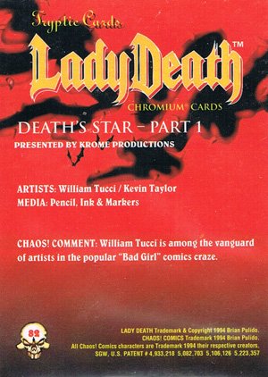Krome Productions Lady Death All-Chromium Base Card 82 Death's Star - Part 1