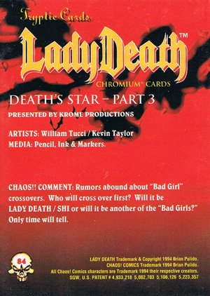 Krome Productions Lady Death All-Chromium Base Card 84 Death's Star - Part 3