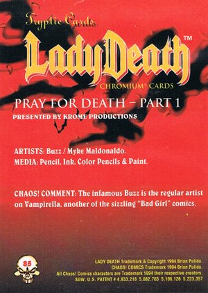 Krome Productions Lady Death All-Chromium Base Card 85 Pray for Death - Part 1