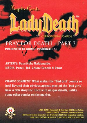 Krome Productions Lady Death All-Chromium Base Card 86 Pray for Death - Part 2