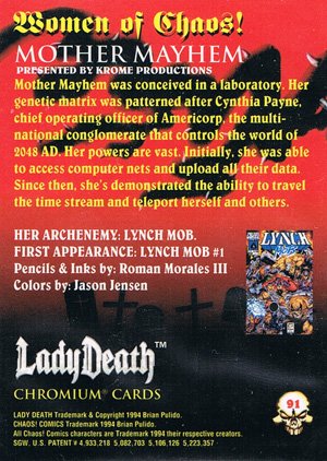 Krome Productions Lady Death All-Chromium Base Card 91 Mother Mayhem