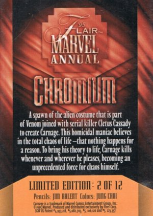 Fleer Marvel Annual Flair '95 Chromium Card 2 Carnage