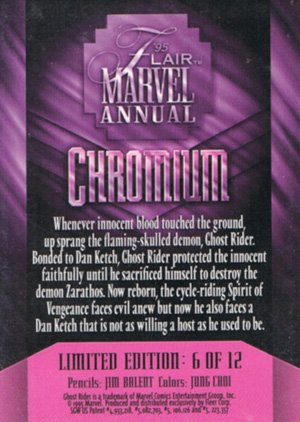 Fleer Marvel Annual Flair '95 Chromium Card 6 Ghost Rider
