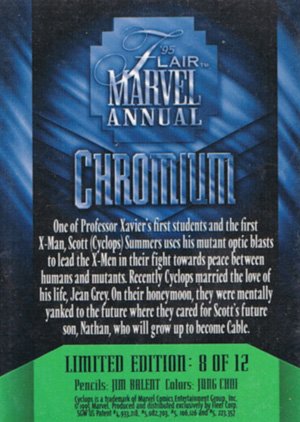 Fleer Marvel Annual Flair '95 Chromium Card 8 Cyclops
