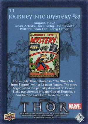 Upper Deck Thor Movie Comic Cover Card T1 Journey Into Mystery #83