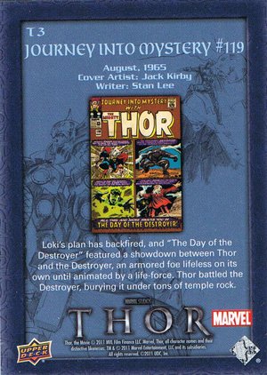 Upper Deck Thor Movie Comic Cover Card T3 Journey Into Mystery, #119