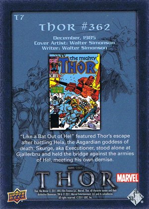 Upper Deck Thor Movie Comic Cover Card T7 Thor #362