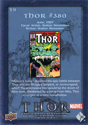 Upper Deck Thor Movie Comic Cover Card T9 Thor #380