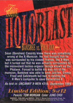 Fleer Marvel Annual Flair '95 HoloBlast Card 9 Banshee vs. Phalanx